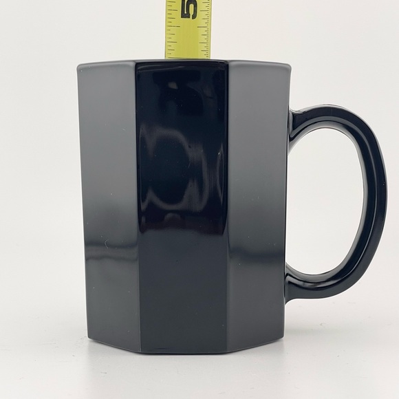 Vintage, Black Glass Octagon Mugs, Set of 4, Made in France by Arcoroc - Picture 5 of 8